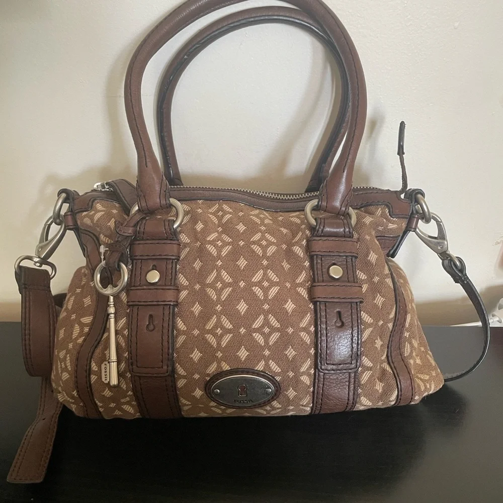 Vintage Fossil Maddox Canvas Leather Doctor's Bag